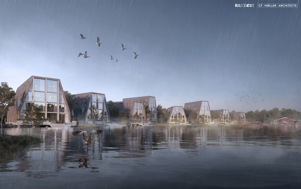 Visualisering af hvordan der vil se ud ved Brotoften ved stormflod.