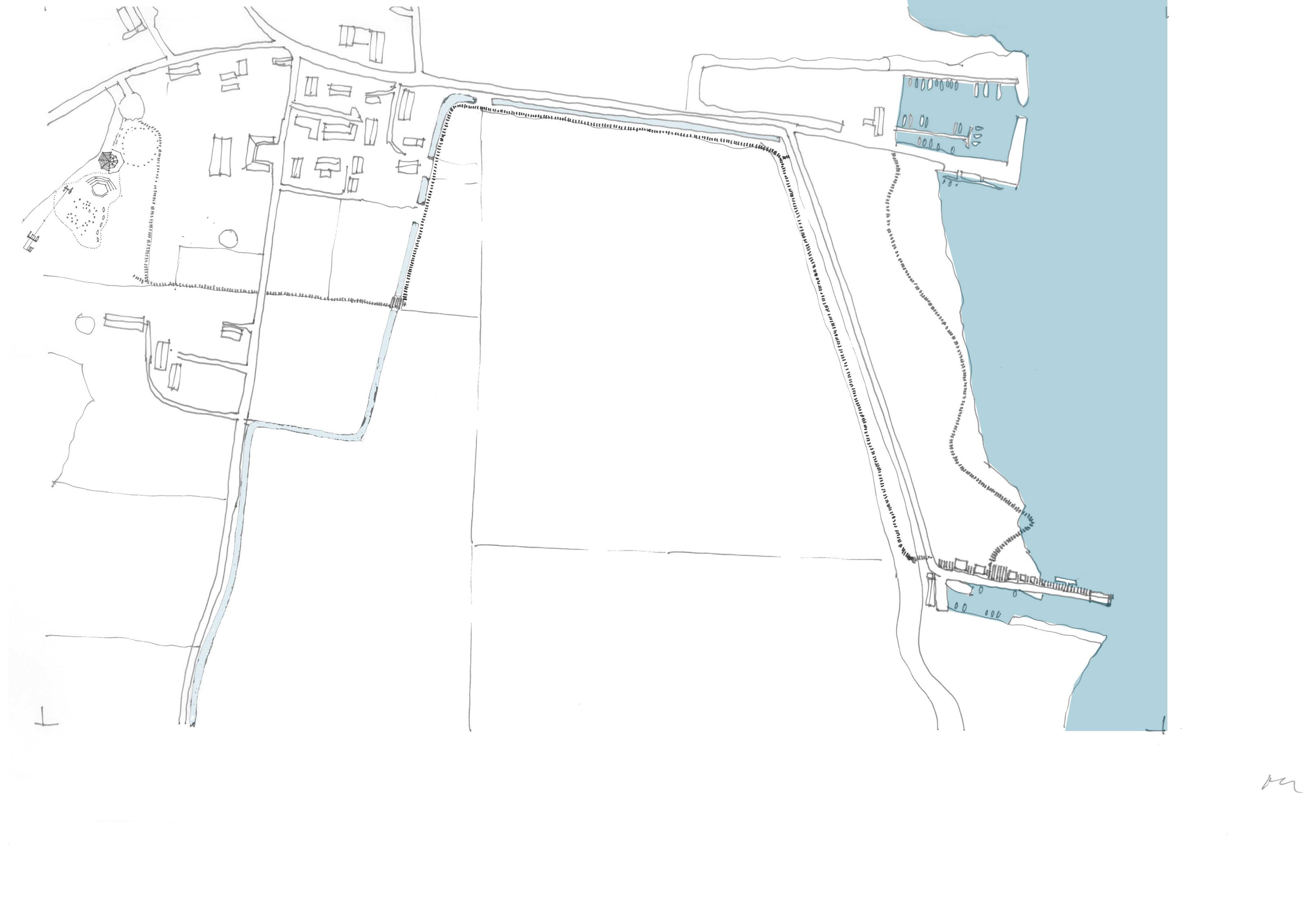 Visionsskitse til luftfoto af området