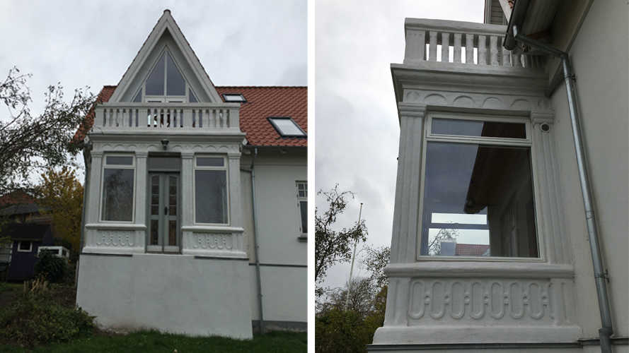 Villavej 28 efter istandsættelsen med fin hvid facade