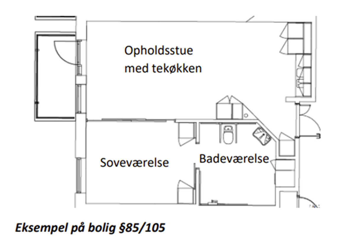Plantegning for bolig på Botilbuddet Bredgade