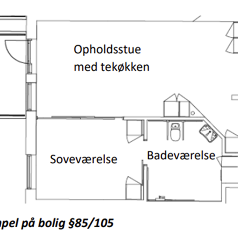 Plantegning for bolig på Botilbuddet Bredgade