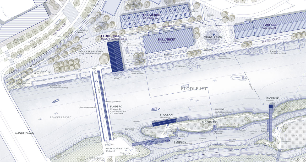 Udsnit af planen for Flodlejet
