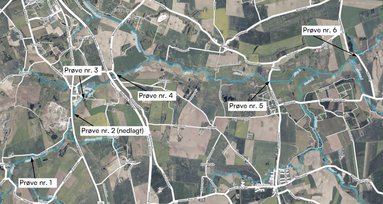 Prøvestation 2 er nedlagt, da overpumpningen fra Alling Å foregår ved denne station og umuliggør prøvetagning og et korrekt prøveresultat.