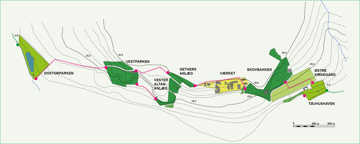 Kort over de fem områder med byparker