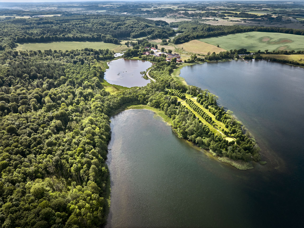 Fussingø Skov og Sø set fra luften