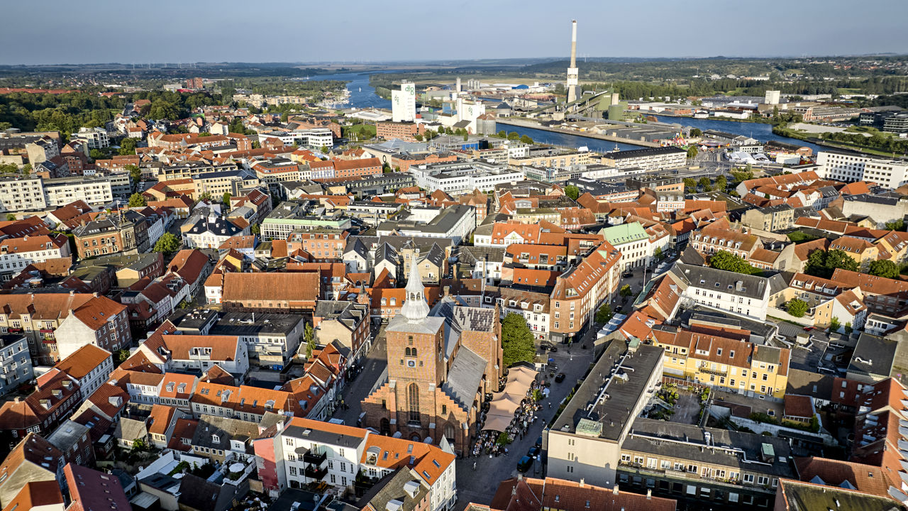 luftfoto af randers midtby
