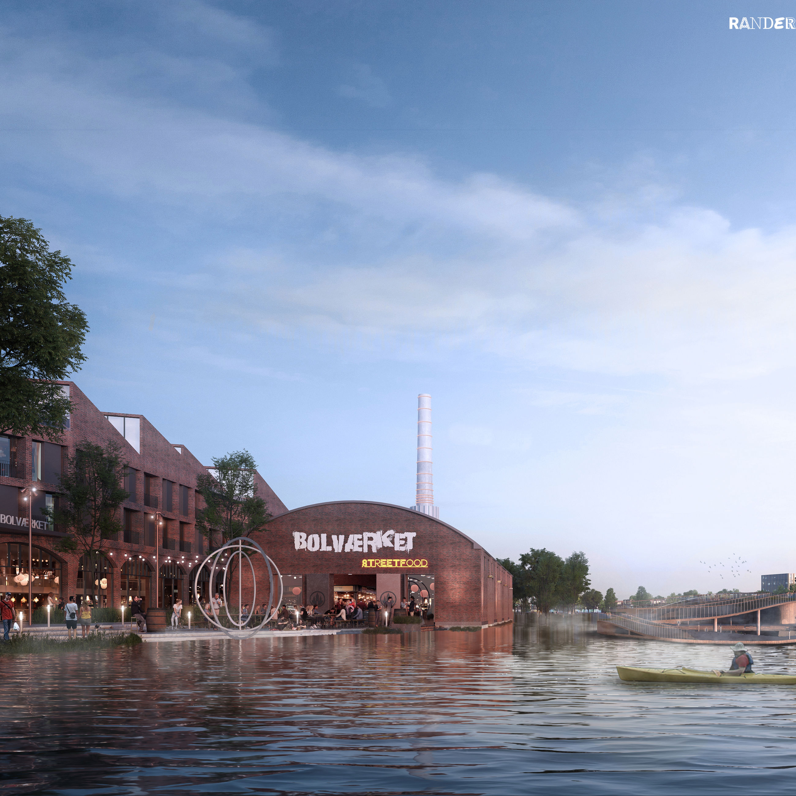 Visualisering af hvordan der vil se ud ved Bolværket ved stormflod