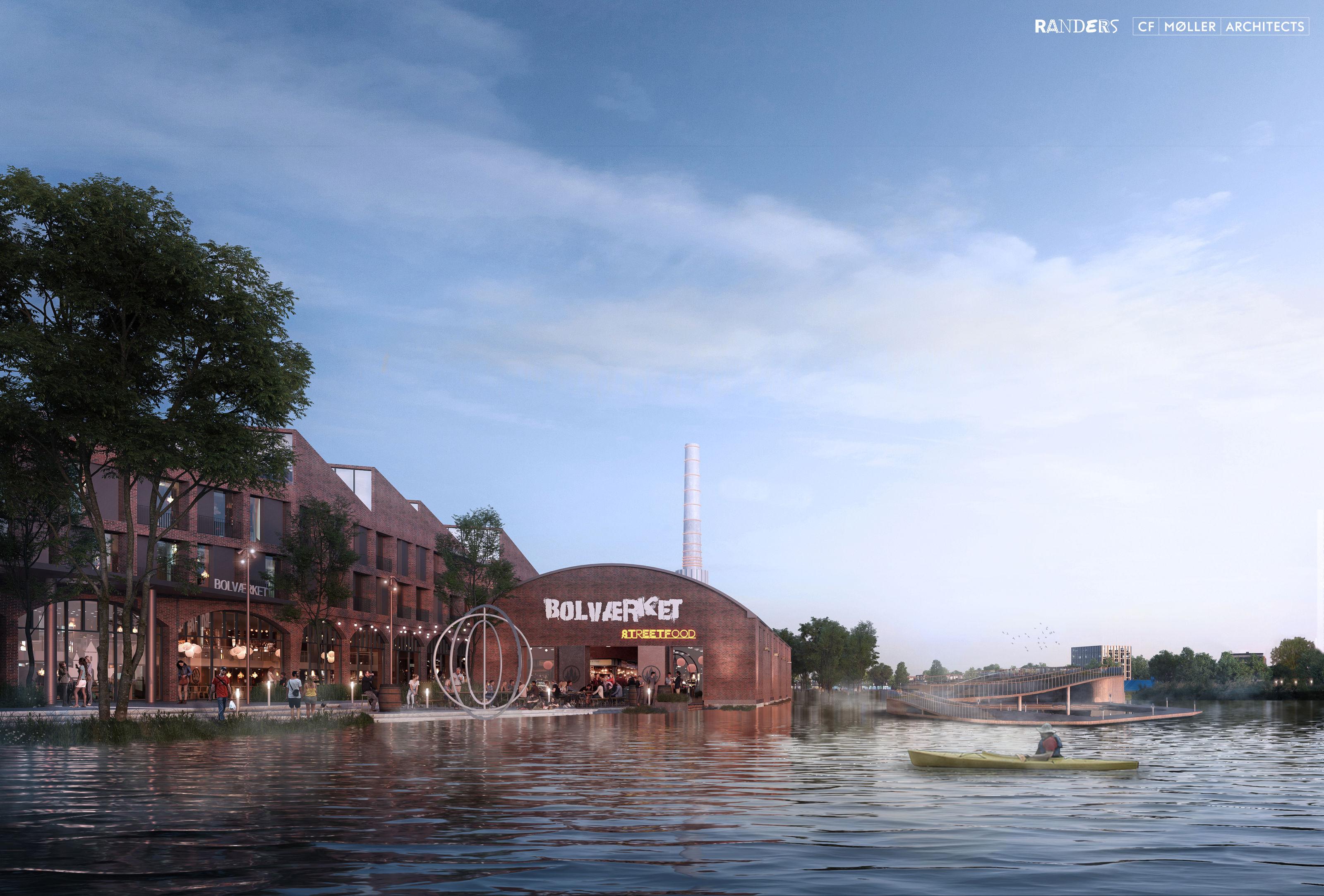 Visualisering af hvordan der vil se ud ved Bolværket ved stormflod