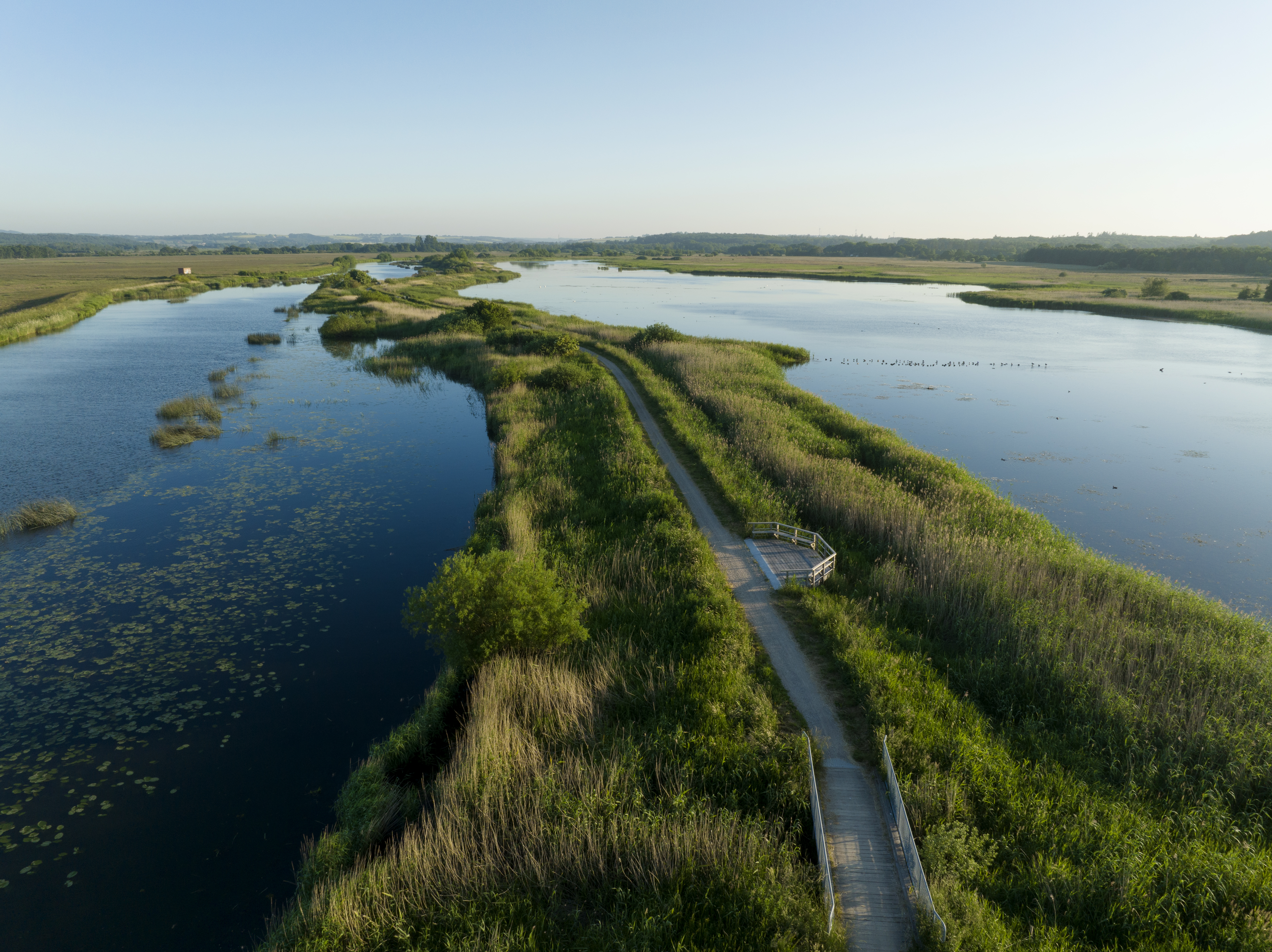 Gudenåstien ved Hornbæk Enge set fra oven