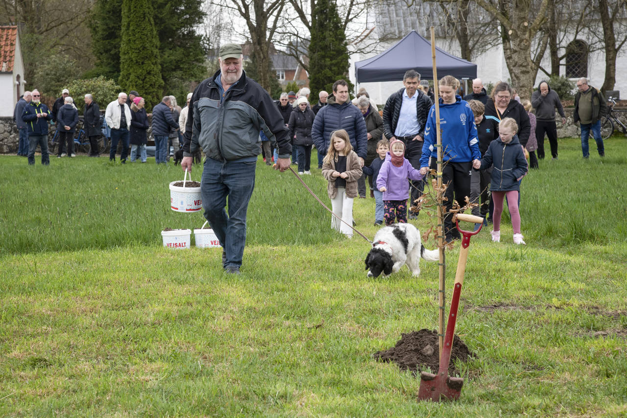 Plantning af træ i forbindelse med fejringen af borger nr. 100.000 i Asferg