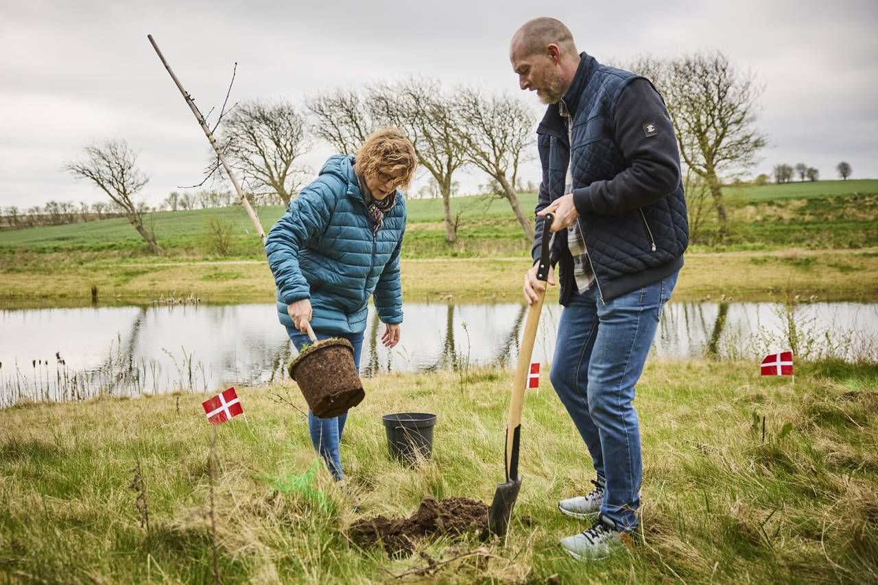 Plantning af træer i forbindelse med fejringen af borger nr. 100.000 i Øster Tørslev