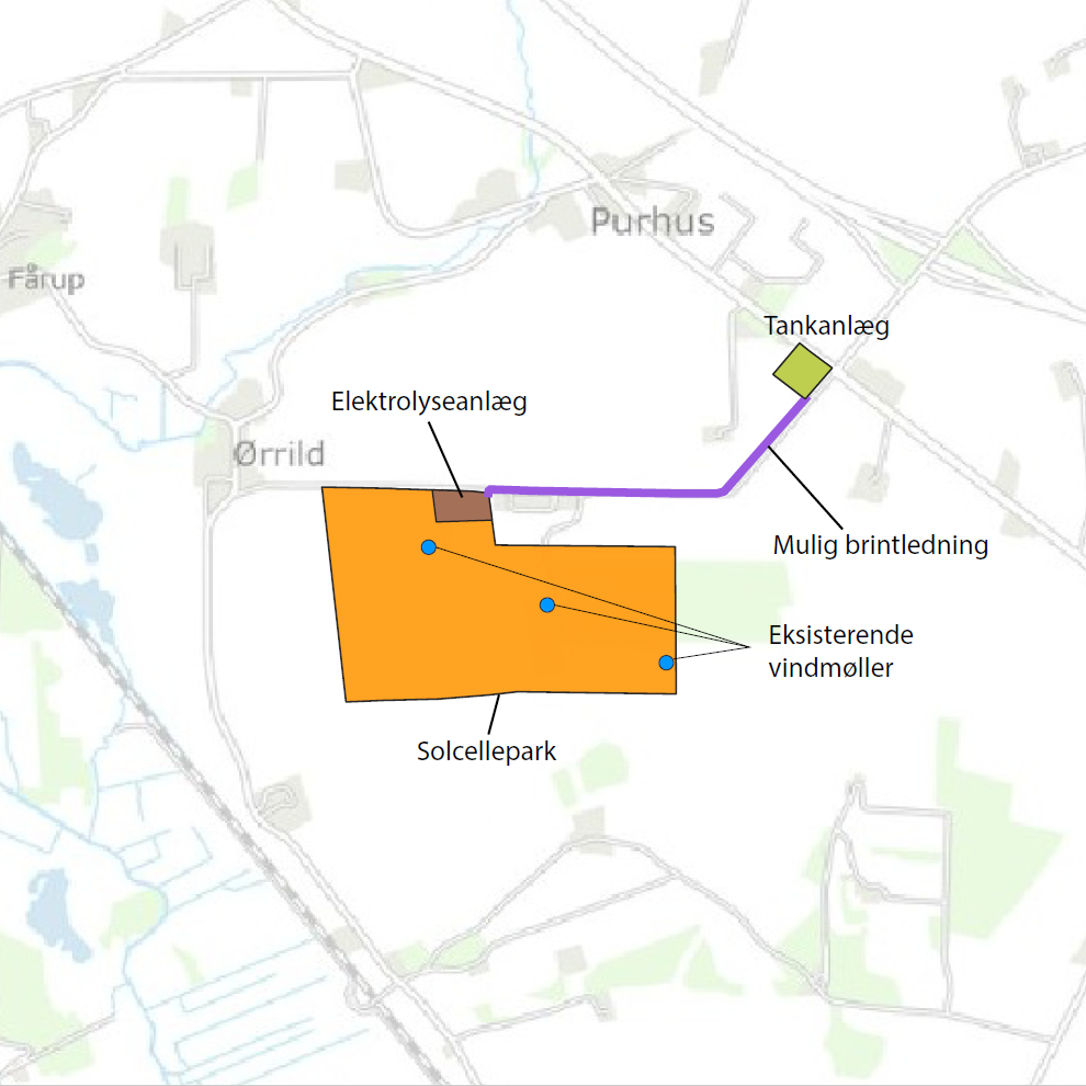 Kort som viser energianlæg ved Purhus