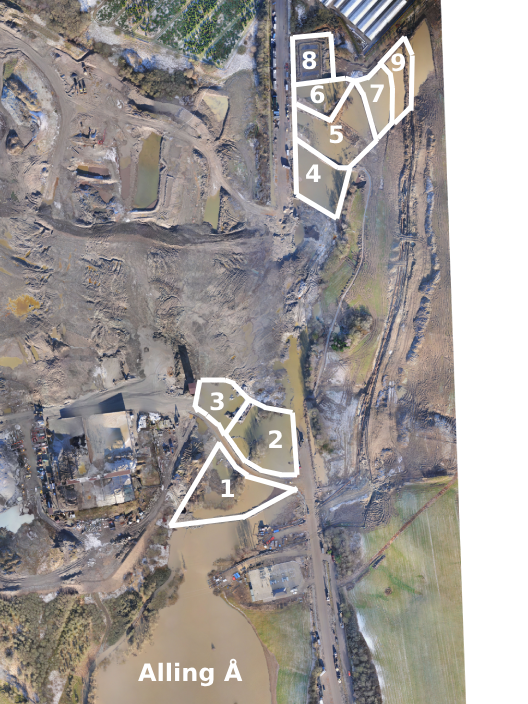 Oversigt over overfladebassiner ved Nordic Waste fra februar