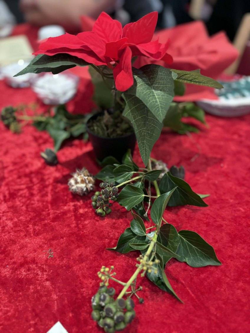 Juleopdækning med blomst