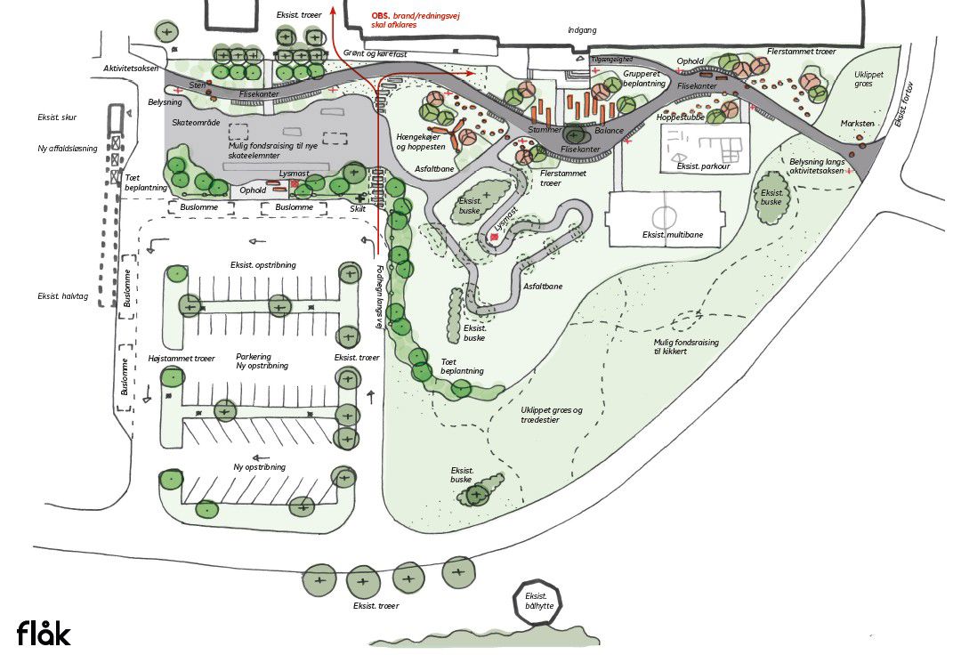 Skitseprojekt - bevægelsesbane foran Havndal skole